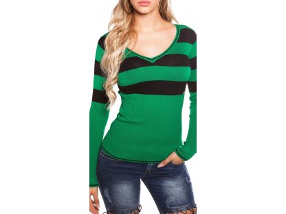 Dámský svetr s pruhy Koucla zelený