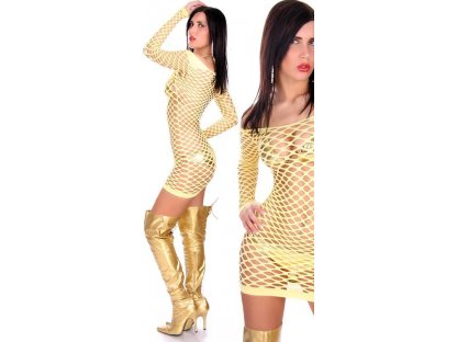 Děrované mini šaty Žluté