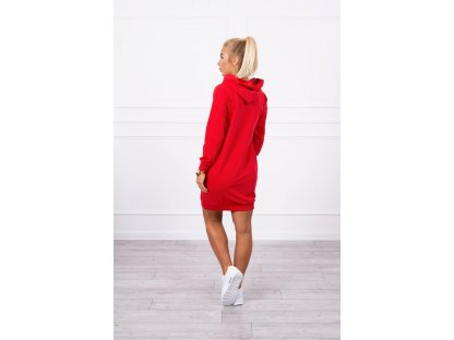 Dlouhá mikina/teplákové šaty s klokankou Katharyn červená