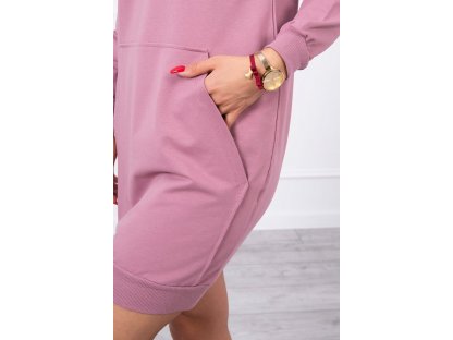 Dlouhá mikina/teplákové šaty s klokankou Katharyn tmavě růžová
