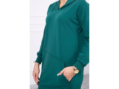 Dlouhá mikina/teplákové šaty s klokankou Katharyn zelená