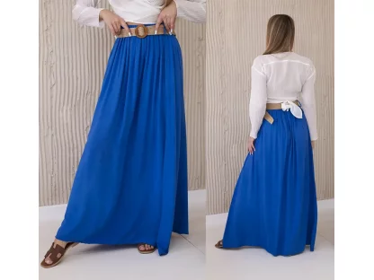 Dlouhá volná sukně s páskem Alexa modrá