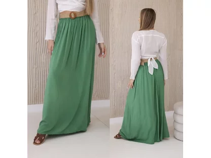 Dlouhá volná sukně s páskem Alexa zelená