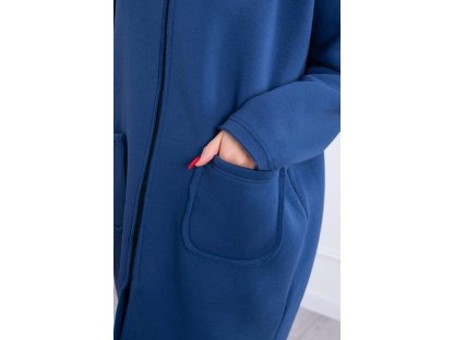 Dlouhá zateplená mikina na zip Phyllis džínově modrá
