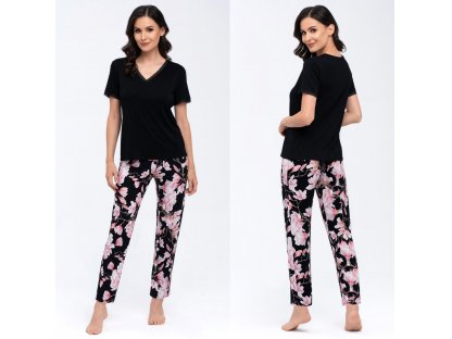 Dlouhé květované pyžamo Jewel černé