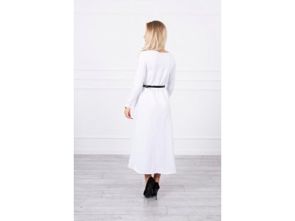 Dlouhé/midi asymetrické šaty s páskem Iesha bílé