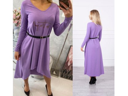 Dlouhé/midi asymetrické šaty s páskem Iesha fialové