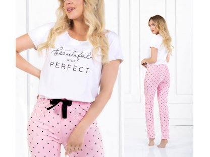 Dlouhé pyžamo Beautiful and Perfect bílé/růžové