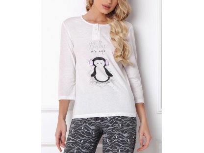 Dlouhé pyžamo s tučňákem Nelle černé/bílé