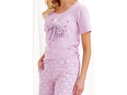 Dlouhé pyžamo se srdíčky a puntíky Cindra fialové