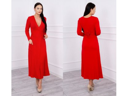 Dlouhé šaty s dlouhými rukávy Barb červené