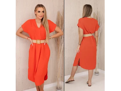 Dlouhé šaty s páskem Sherilyn oranžové