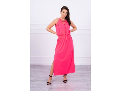 Dlouhé šaty v boho stylu Alannis neonově růžové