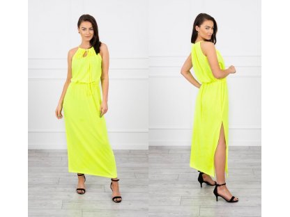 Dlouhé šaty v boho stylu Alannis neonově žluté