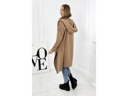 Dlouhý asymetrický cardigan Mikayla camel