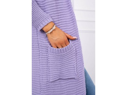 Dlouhý pletený cardigan s kapsami Leanne fialový