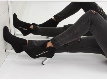 Elegantní kotníkové boty na stříbrném podpatku Daisy černé