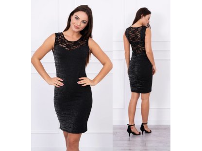 Elegantní mini šaty s krajkou Krystal černé