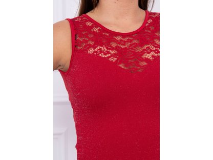 Elegantní mini šaty s krajkou Krystal červené