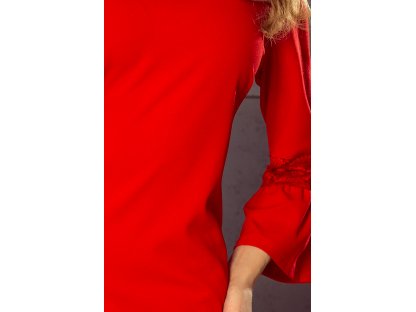 Elegantní šaty s krajkou na rukávech Temperance červené