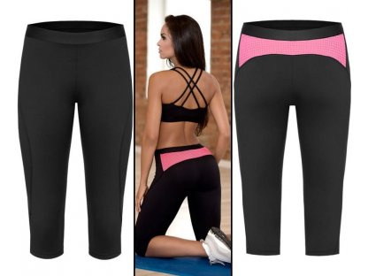 Fitness legínové kraťasy Katie černé/růžové