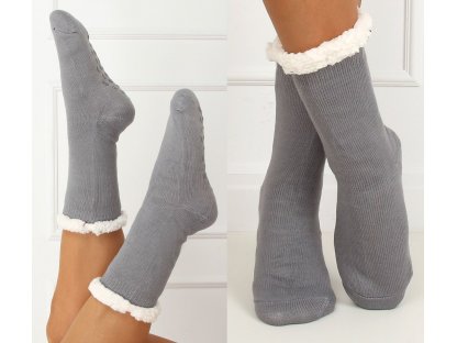 Jednobarevné ponožky s beránkem Aiah šedé