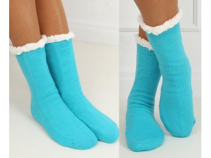 Jednobarevné ponožky s beránkem Aiah tyrkysové