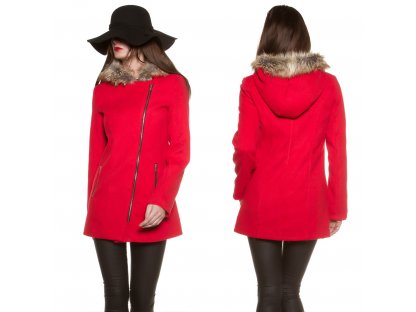 Kabát křivák s kapucí Červený
