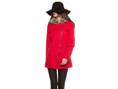 Kabát křivák s kapucí Červený