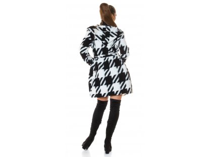 Kabát s kohoutím vzorem Quenby černobílý