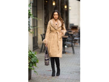 Kabát s umělou kožešinou Ange cappuccino