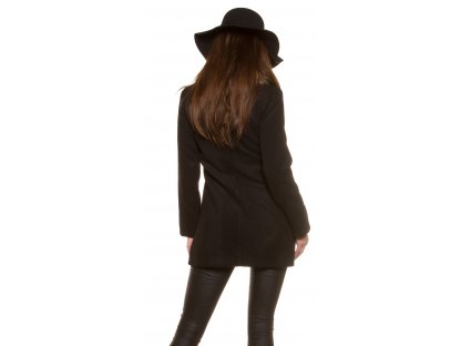 Kabát s umělou kožešinou Černý