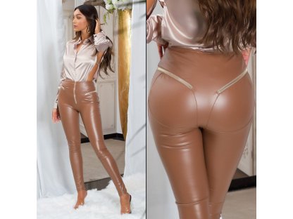 Kalhoty z umělé kůže Belinda camel