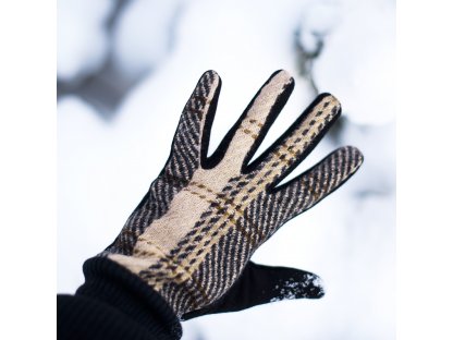 Kárované rukavice s fleecem Libby béžové
