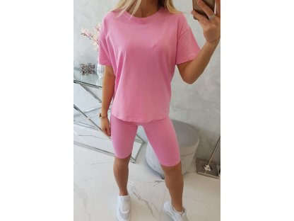 Komplet tričko + legínové kraťasy Susanne růžový