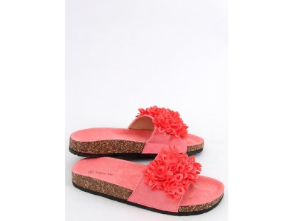 Korkové pantofle s květinami Anima korálové