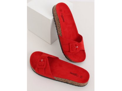 Korkové pantofle s přezkou Ashleigh červené