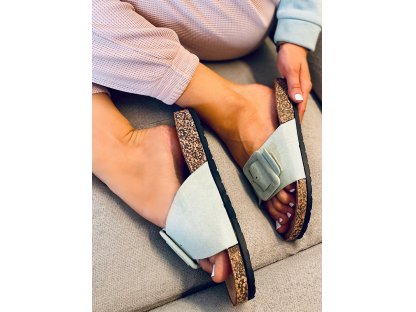 Korkové pantofle s přezkou Wynonna pistáciové