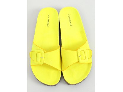 Korkové pantofle se sponou Mandy neonově žluté
