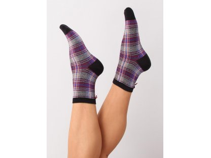 Kostkované ponožky s mašlí Roxanna černé