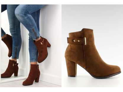 Kotníkové boty na podpatku Gloria camel