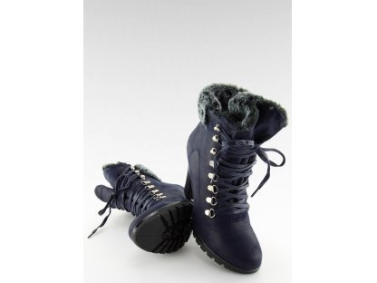 Kotníkové boty na podpatku s kožíškem Marissa granátové