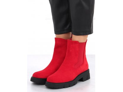 Kotníkové boty na vysoké podrážce Melle červené