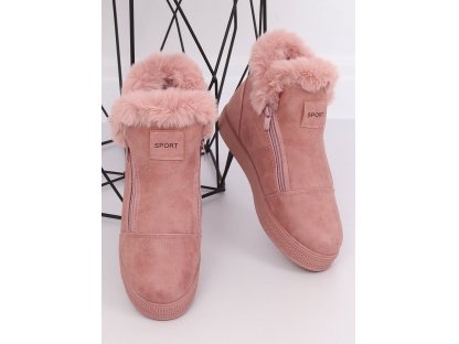 Kotníkové boty s kožíškem Aeron růžové