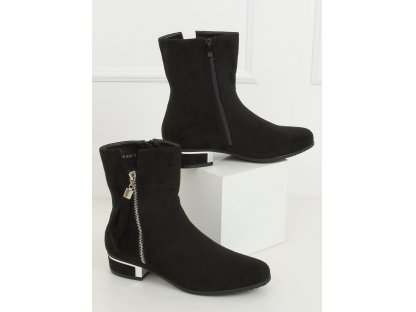 Kotníkové boty s ozdobným zipem Alisha černé