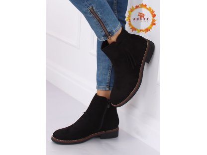 Kotníkové boty s třásněmi Kerena černé