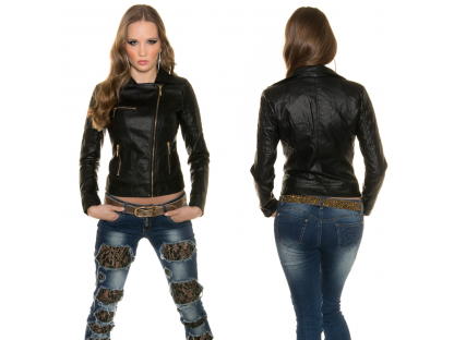 Koženková biker bunda KouCla Černá