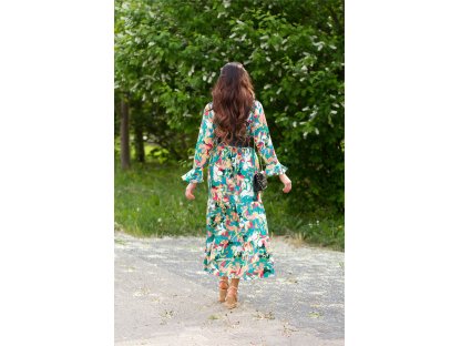Květinové maxi šaty s dlouhým rukávem Maryanne zelené