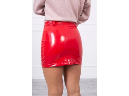 Lesklá sukně se zipy Linsay červená