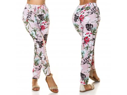 Letní kalhoty s potiskem Ariana růžové